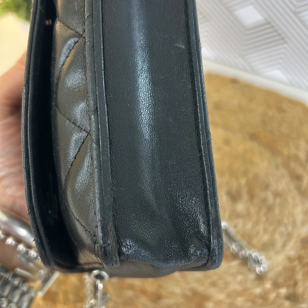 Chanel Black Quilted wallet on a chain(WOC)-black and silver - Picture 7 of 17